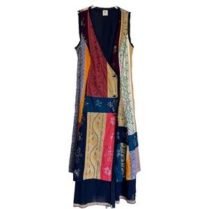 FLU'S EAR Cotton Patchwork Art to Ware Embroidered Dress Made In Italy Sz 42 / M
